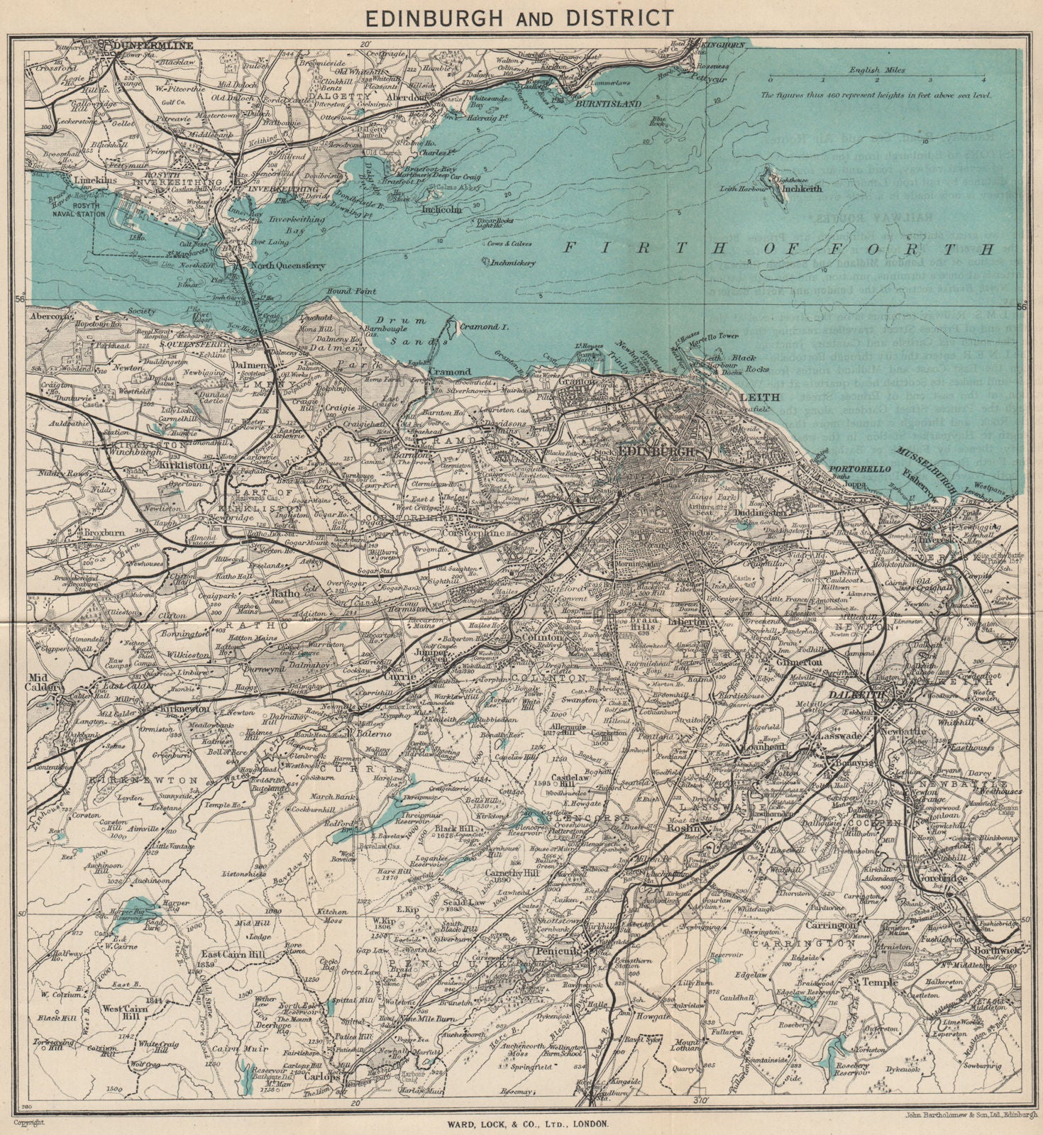 EDINBURGH environs. Portobello Leith Dunfermline Dalkeith. WARD LOCK 1947 map